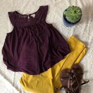 Mossimo Maroon Embroidered top
